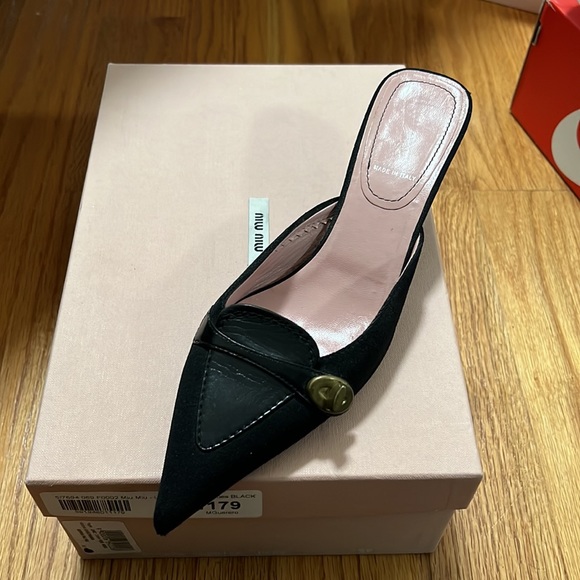 Sale!!🔥Miu Miu Kitten Heel Mules Black - Picture 11 of 11
